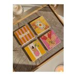 arslart 4’lü Renkli Sanatsal Doğal Taş Bardak Altlığı, Estetik, Yoga, Tarot, Kadın Figürlü