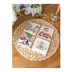 arslart Arslat Atölye Nostaljik Yılbaşı Karpostalı Temalı Doğal Taş Bardak Altlığı 4’lü Set (10x10 cm)