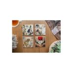 arslart Atölye Uzak Doğu Temalı Doğal Taş Bardak Altlığı 4’lü Set (10x10 cm)