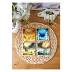 Arslart Atölye Uzay ve Gezegen Temalı Doğal Taş Bardak Altlığı 4’lü Set (10x10 cm)