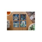 Arslart Atölye “Yılbaşı Gecesi Temalı Bardak Altlığı 4’lü Set Doğal Taş Traverten (10x10 cm)