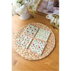 Arslart Atölye Yılbaşı Temalı Bardak Altlığı 4’lü Set Doğal Taş Traverten (10x10 cm), Ars0026