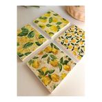 arslart Limon Desenli Doğal Taş Bardak Altlığı -4'lü Set