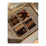 Arslart Retro Geometrik Desenli Doğal Taş Bardak Altlığı -4 'lü Set