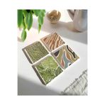 arslart Yaprak, Bitki ve Desenli Taş Bardak Altlığı Seti - Modern ve Şık (4’lü Set)