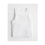 ARSLN TEKSTİL Kadın Beyaz Fitilli T-shirt, Crop Halter Yaka İç Göstermeyen Örme Kumaş