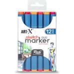 Art & Art Rich Art-X Sketch Marker Duo Çift Uçlu Marker Kalem Set 12 Renk Active Series