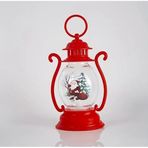 Art Deco Noel Feneri, Kırmızı Plastik, LED Işıklı, Santa Figürlü, 16.29 cm x 7 cm, Pilli, Dekoratif Masa Lambası