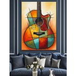 Art Deko Tasarımlı Klasik Gitar Dekoratif Kanvas - Mdf Ahşap Tablo