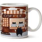 Art Hediye 01 Coffee Kahve Kedi Cafe Hoşgeldiniz İki Tarafı Baskılı Kupa Bardak