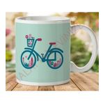 Art Hediye 1-082 Retro Çiçek Sepeti Bicycle İki Tarafı Baskılı Kupa Bardak