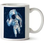 Art Hediye Astronaut Astronot Uzay Iki Tarafı Baskılı Kupa Bardak