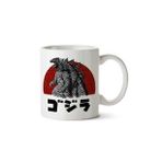 Art Hediye Godzilla Rising Sun Backdrop İki Tarafı Baskılı Beyaz Kupa