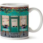 Art Hediye Happy Friday Kedi Kahve Le Petit İki Tarafı Baskılı Kupa Bardak