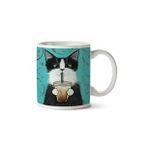 Art Hediye Kedi Kahve Pipet Hipster İki Tarafı Baskılı Kupa Bardak