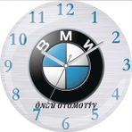 Art Hediye Kişiye Özel Bmw Logolu Çap 30CM Bombeli Gerçek Cam Duvar Saati