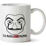Art Hediye La Casa De Papel Yazı ve Maske İki Tarafı Baskılı Kupa Bardak