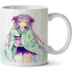 Art Hediye Mor Saçlı Anime İki Tarafı Baskılı Kupa Bardak