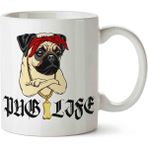 Art Hediye Pug Life Bread Puppy Toy Dog Portable İki Tarafı Baskılı Kupa Bardak