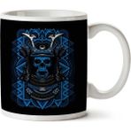 Art Hediye Samurai Negative Skull Abstract İki Tarafı Baskılı Kupa Bardak