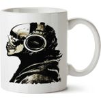 Art Hediye Skull Kuru Kafa Kulaklık Kurukafa İki Tarafı Baskılı Kupa Bardak