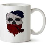 Art Hediye Skull Sakal Pipo Kurukafa İki Tarafı Baskılı Kupa Bardak