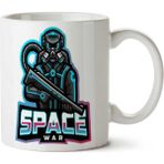 Art Hediye Space War Uzay Savaş İki Tarafı Baskılı Kupa Bardak