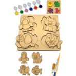 Art Inside Çocuklar Için Ördek Kedi Papağan Balık Figürlü Puzzle Ahşap Boyama Yapboz Seti Hediye Hobi Kiti