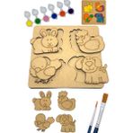 Art Inside Çocuklar Için Tavşan Tavuk Civciv Köpek Figürlü Puzzle Ahşap Boyama Yapboz Seti Hediye Hobi Kiti