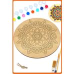 art inside Güneş Mandala Ahşap Boyama Tuval Seti Hediye Hobi Kiti 20 Cm