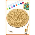 art inside Keyifli Mandala Ahşap Boyama Tuval Seti Hediye Hobi Kiti 20 Cm