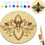 art inside Lotus Mandala Ahşap Boyama Tuval Seti Hediye Hobi Kiti 20 Cm