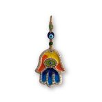 Art inside Seramik Büyük Boy Hamsa Figürü Renkli Bohem Duvar Dekorasyon Objesi Dekoratif Ev Bahçe Balkon Süsü