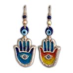 art inside Seramik Renkli Bohem Duvar Dekorasyon Objesi Dekoratif Ev Bahçe Balkon Süsü (Hamsa İkili)