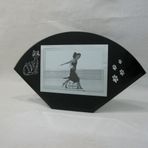 Art Kedi Desenli Fotoğraf Çerçevesi, Siyah Cam, 15x10 cm, Pati İzli