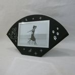 Art Kedi Temalı Dekoratif Fotoğraf Çerçevesi, Siyah Cam, 15x10 cm