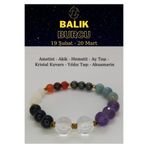 ART LİFE DOĞALTAŞ Natural Ston Balık Burcu Bilekliği Ametist, Akik, Aytaşı, Kristal Kuvars, Akuamarin, Yıldız Taşı, Hematit