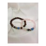 ART LİFE DOĞALTAŞ Natural Stones artlife3000581 Çift Sevgili Eş Kadın Erkek Doğal Taş Kombin Bileklik Kaplan Gözü , Pembe Kuvars , Ametist