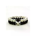 ART LİFE DOĞALTAŞ Natural Stones artlise048 (H)Unisex Siyah Beyaz Havlit & Oniks Sevgili Bileklikleri