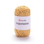 Art of Yarn Polyester Makrome Kordon 2 mm x 142 Metre (450 ft) Tığ Makrome Halat Çanta El Sanatları Duvar Polipropilen Askılar Hilo String Sicim Halı İplik Örgü 1 Skein Bal Altın 9155