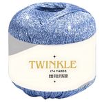 Art of Yarn Twinkle Metalik Parıltılı İplik Işıltılı İnce 1 Hafif parmak ağırlığı kamgarn altın gümüş, Tığ Örgüsü için, 25g 25 g, 175 yard Yumuşak El İşi Şal Hırka Çanta Parlak Simli Gümüş 918