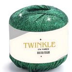 Art of Yarn Twinkle Metalik Parıltılı İplik Parlak İnce 1 Hafif parmak ağırlığı kamgarn altın gümüş, Tığ Örgüsü için, 25g 25 g, 175 yard Yumuşak El İşi Şal Hırka Çanta Parlak Simli Gümüş 933