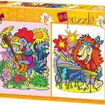 Art Puzzle Müzisyen Hayvanlar 2'li 12+24 Parça Yapboz