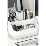 Art Tone Organizer Beyaz Masaüstü Keçeli Kalem, Markör, Akrilik Touch Marker Kalemlik Standı 5 Bölmeli Küçük - Renkli - Standart