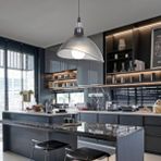 Art ve Gift Handel Mika Tekli Tavan Sarkıt Avize Buzlu Füme Renk Mutfak Hol Cafe İşletme Avize Antrasit