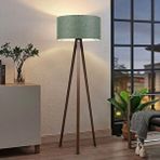 Art ve Gift Pratik Ahşap Üç Ayaklı Lambader Yeşil Haki Kumaş Başlık Salon Yatak Odası Köşe Lambası