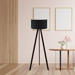 Art ve Gift Pratik Tripod Ahşap Ayaklı Lambader Köşe Lambası Siyah Kumaş Dark