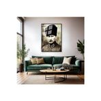 Artarilion Atatürk Görseli Metal Çerçeveli Cam Tablo Dikey Duvar Tablosu Ev Ofis Dekoru Ev Ofis Hediyesi