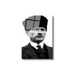 Artarilion Cam Dikey Duvar Tablosu Cam Siyah Beyaz Atatürk Kalpaklı Ev Ofis Salon Modern Duvar Tablosu
