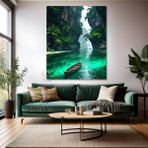 Artarilion Kanvas Dikey Duvar Tablosu Kanvas Yeşil Geçit Ev Ofis Salon Modern Duvar Tablosu - 70x100